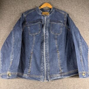 Vintage I.B. Diffusion Denim Jean Jacket Womens 1X Full Zip SouthWest Cowgirl